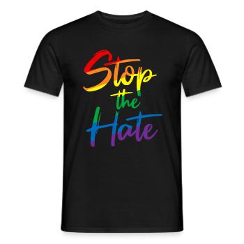 Stop The Hate Antirassismus LGBT LGBTQ Toleranz - Männer T-Shirt - Schwarz - Vorne - AI Model Male 178 light (178cm)