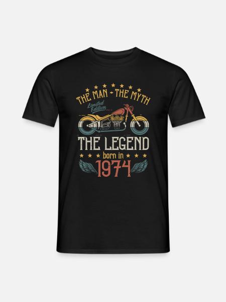1974 Man Myth Legend Retro Motorcycle Birthday - Men's T-Shirt - black