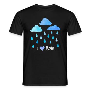 I love rain, raindrops, weather clouds, wet - Men's T-Shirt - black - Front - AI Model Male 178 light (178cm)