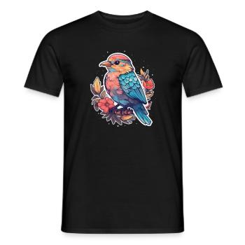 Fleurs d’oiseaux - T-shirt homme - noir - Devant - AI Model Male 178 light (178cm)