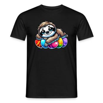 mignon paresseux Pâques oeuf de Pâques dessin animé chilling - T-shirt homme - noir - Devant - AI Model Male 178 light (178cm)