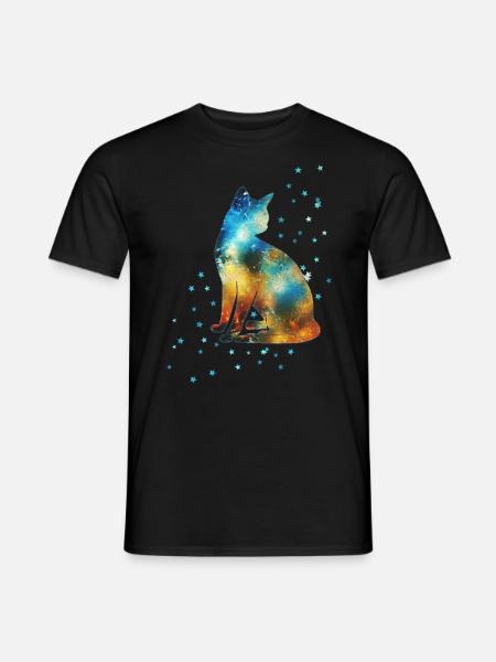 Cat on the Milky Way Vintage Universe Stars - Men's T-Shirt - black