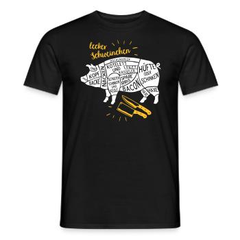 lecker Schweinchen lustiges Grill Shirt Geschenk - Männer T-Shirt - Schwarz - Vorne - AI Model Male 178 light (178cm)