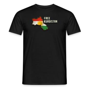 Free Kudistan, Kurdish Flag, Kurdistan Map - Men's T-Shirt - black - Front - AI Model Male 178 light (178cm)