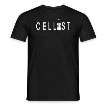 Cellist lettering with cello - Men's T-Shirt - black - Front - AI Model Male 178 light (178cm)