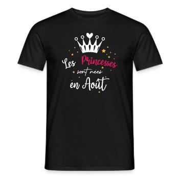 Les Princesse sont nées en Août - T-shirt homme - noir - Devant - AI Model Male 178 light (178cm)