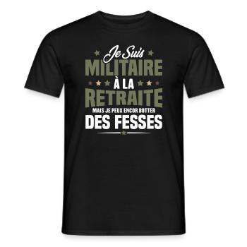 Humour Cadeau Je suis Militaire À La Retraite - T-shirt homme - noir - Devant - AI Model Male 178 light (178cm)