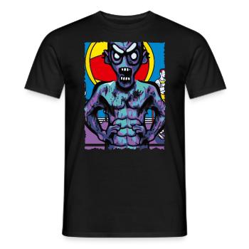 Lustiges Zombie Fitness Pop Art Design - Männer T-Shirt - Schwarz - Vorne - AI Model Male 178 light (178cm)