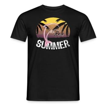 Sunset with dolphin - Men's T-Shirt - black - Front - AI Model Male 178 light (178cm)