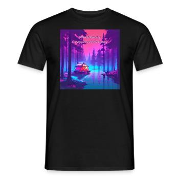 Daydreaming in the moonlight while camping - Men's T-Shirt - black - Front - AI Model Male 178 light (178cm)
