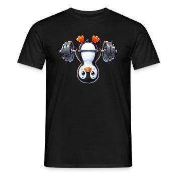 Süßer Pinguin Langhantel Cartoon Sport - Männer T-Shirt - Schwarz - Vorne - AI Model Male 178 light (178cm)