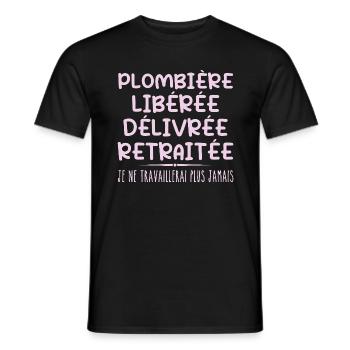 Plombière célèbre sa retraite avec humour cadeau - T-shirt homme - noir - Devant - AI Model Male 178 light (178cm)