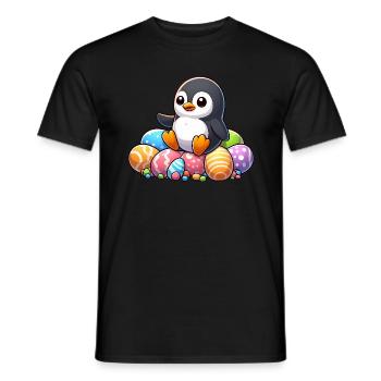 Süßer Cartoon Pinguin mit Osterei - Männer T-Shirt - Schwarz - Vorne - AI Model Male 178 light (178cm)