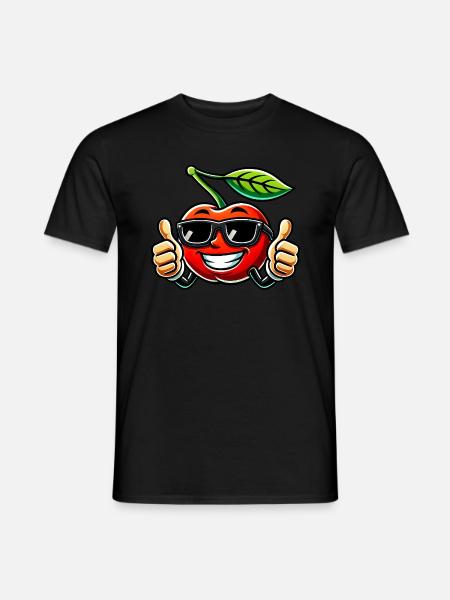 Coole Kirsche mit Sonnenbrille - Männer T-Shirt - Schwarz