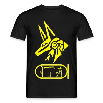 Egyptian god Anubis (yellow) - Men's T-Shirt - black - Front - AI Model Male 178 light (178cm)