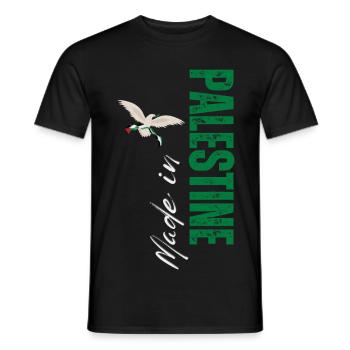 Made in Palestine, vertical design - Men's T-Shirt - black - Front - AI Model Male 178 light (178cm)