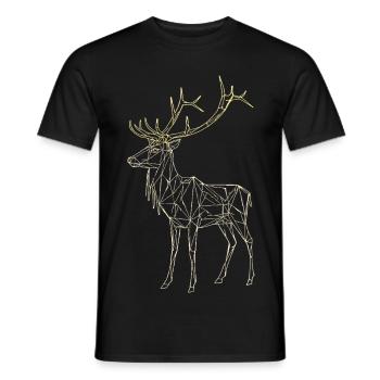 Cerf polygonal - Hiver géométrique - T-shirt homme - noir - Devant - AI Model Male 178 light (178cm)