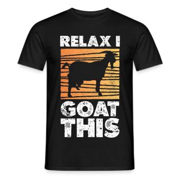 Silhouette de coucher de soleil de chèvre relaxe - T-shirt homme - noir - Devant - AI Model Male 178 light (178cm)