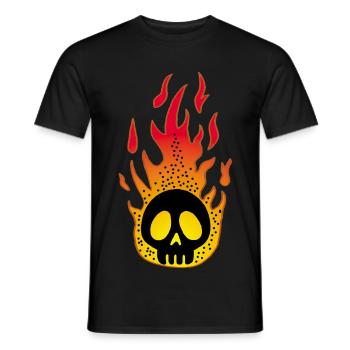 Stylized Flaming Skull - Men's T-Shirt - black - Front - AI Model Male 178 light (178cm)