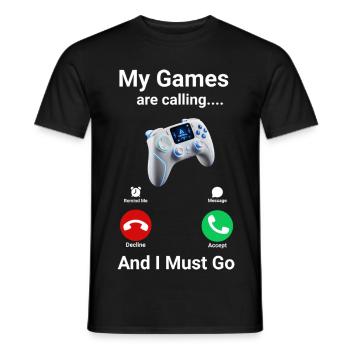 Gamer Gaming Controller Games are calling - Männer T-Shirt - Schwarz - Vorne - AI Model Male 178 light (178cm)