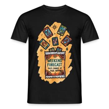 trading card - Weekend Forecast Chance Of Pack - Men's T-Shirt - black - Front - AI Model Male 178 light (178cm)