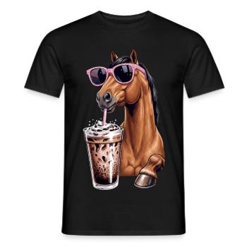 Bubble Tea pour cheval - T-shirt homme - noir - Devant - AI Model Male 178 light (178cm)