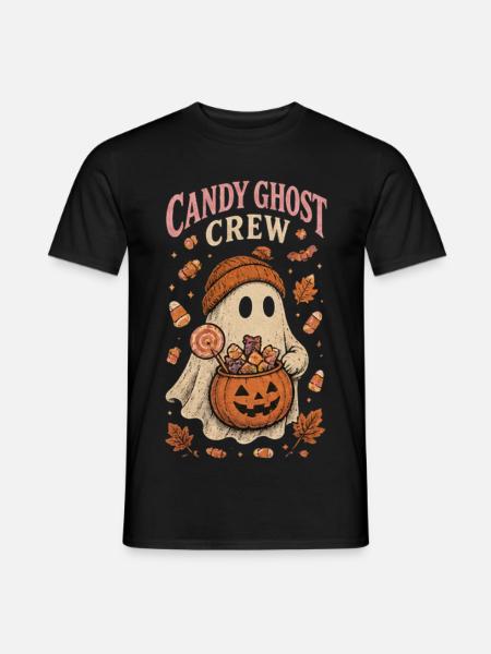 Candy Ghost Crew – Cute Halloween Ghost - Männer T-Shirt - Schwarz