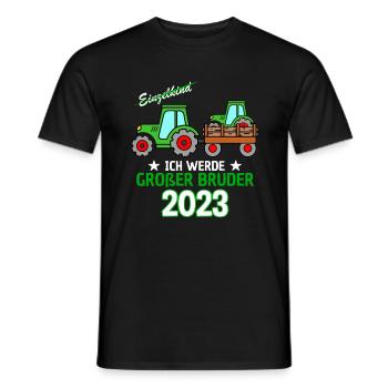 Ich Werde Großer Bruder 2023 - Geburt Sohn Traktor - Männer T-Shirt - Schwarz - Vorne - AI Model Male 178 light (178cm)