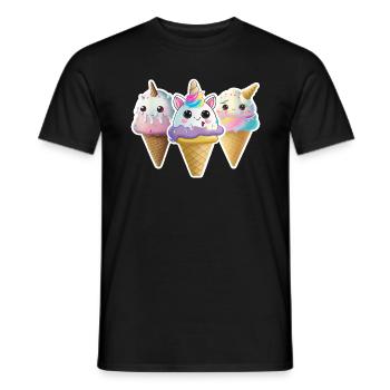 Einhorn Eis in Waffel Unicorn Ice in Waffle - Männer T-Shirt - Schwarz - Vorne - AI Model Male 178 light (178cm)