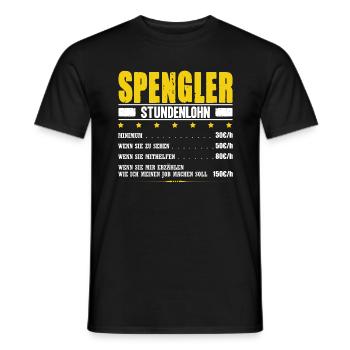 Spengler Stundenlohn Blechner Flaschner Klempner - Männer T-Shirt - Schwarz - Vorne - AI Model Male 178 light (178cm)
