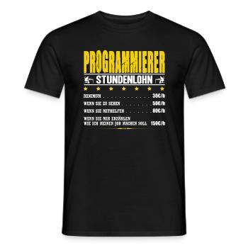 Programmierer Stundenlohn Informatik IT-Techniker - Männer T-Shirt - Schwarz - Vorne - AI Model Male 178 light (178cm)