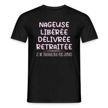 Nageuse célèbre sa retraite avec humour cadeau - T-shirt homme - noir - Devant - AI Model Male 178 light (178cm)
