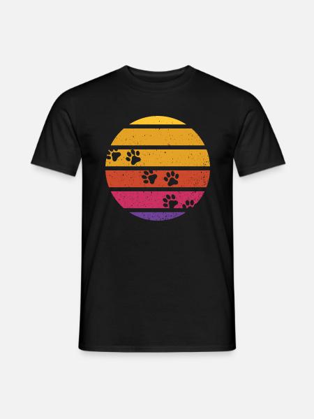 Funny retro cat footprints - Men's T-Shirt - black