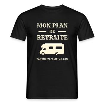 mon plan retraite camping car humour retraité papy - T-shirt homme - noir - Devant - AI Model Male 178 light (178cm)