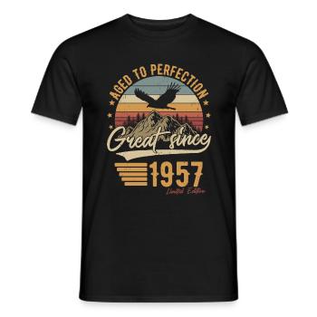Né en 1957 Vintage Vintage Anniversaire Rétro - T-shirt homme - noir - Devant - AI Model Male 178 light (178cm)