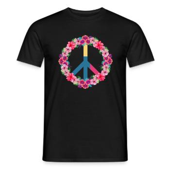 Fleurs signes de paix - T-shirt homme - noir - Devant - AI Model Male 178 light (178cm)