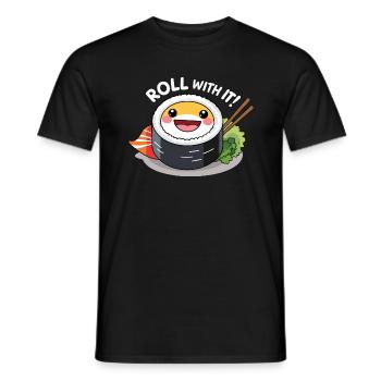 Roll With It - Fun Sushi Design - Men's T-Shirt - black - Front - AI Model Male 178 light (178cm)