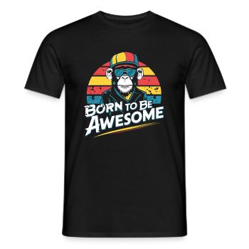 Cool Chimpanzee Born To Be Awesome - Men's T-Shirt - black - Front - AI Model Male 178 light (178cm)