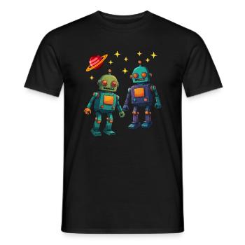 Das ist mein Robot Hemd zwei süße kleine Roboter - Männer T-Shirt - Schwarz - Vorne - AI Model Male 178 light (178cm)