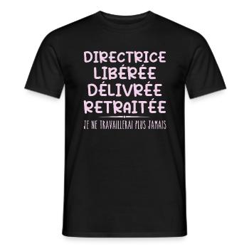 Directrice célèbre sa retraite avec humour cadeau - T-shirt homme - noir - Devant - AI Model Male 178 light (178cm)
