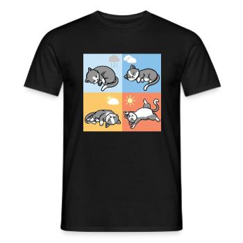 drôle de temps dormant les chats câlins tenue - T-shirt homme - noir - Devant - AI Model Male 178 light (178cm)