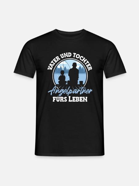 Vater Tochter Angelpartner fĂŒrs Leben Vatertag - MĂ€nner T-Shirt - Schwarz
