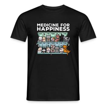My medicine For happiness means cats - Men's T-Shirt - black - Front - AI Model Male 178 light (178cm)