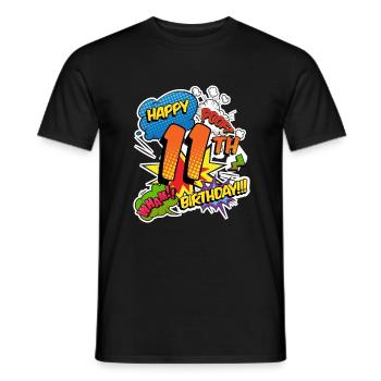 11. Geburtstag Junge Comic-Stil Superhelden - Männer T-Shirt - Schwarz - Vorne - AI Model Male 178 light (178cm)