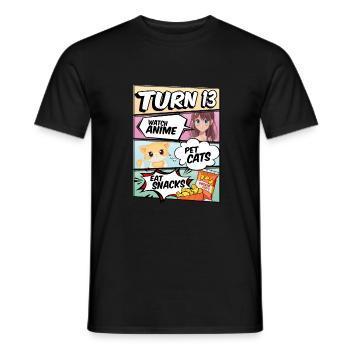 13ème anniversaire Anime Girl - T-shirt homme - noir - Devant - AI Model Male 178 light (178cm)