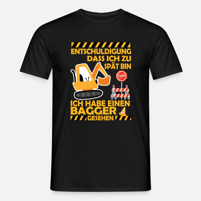 Ich habe einen Bagger gesehen Kinder Baustelle - Männer T-Shirt - Schwarz
