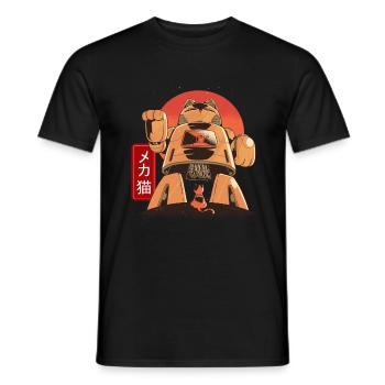 Cat Mech Robot Anime Mécanique Japonaise - T-shirt homme - noir - Devant - AI Model Male 178 light (178cm)
