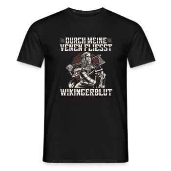 Durch Meine Venen Fliesst Wikingerblut Walkürenaxt - Männer T-Shirt - Schwarz - Vorne - AI Model Male 178 light (178cm)