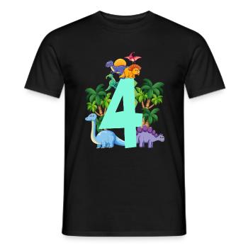 Dinosaurier 4 Jahre Alt 4. Geburtstag Party - Männer T-Shirt - Schwarz - Vorne - AI Model Male 178 light (178cm)