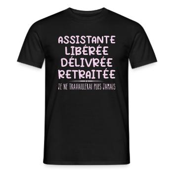 Assistant celebrates her retirement with humor gift - Men's T-Shirt - black - Front - AI Model Male 178 light (178cm)